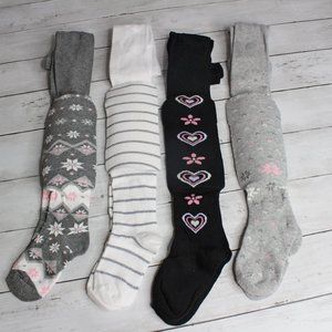 Trimfit Girl's Knit Tights Youth Size 4-6 Black Gray Pink White